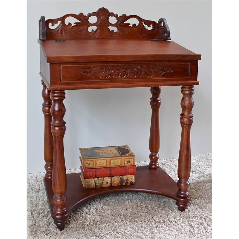 International Caravan Windsor Lift Top Writing Desk in Walnut Stain