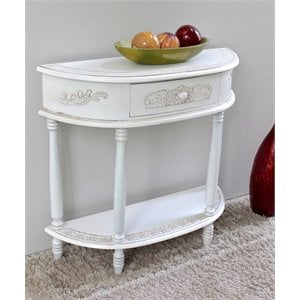 International Caravan Windsor Half Moon Console Table in Antique White