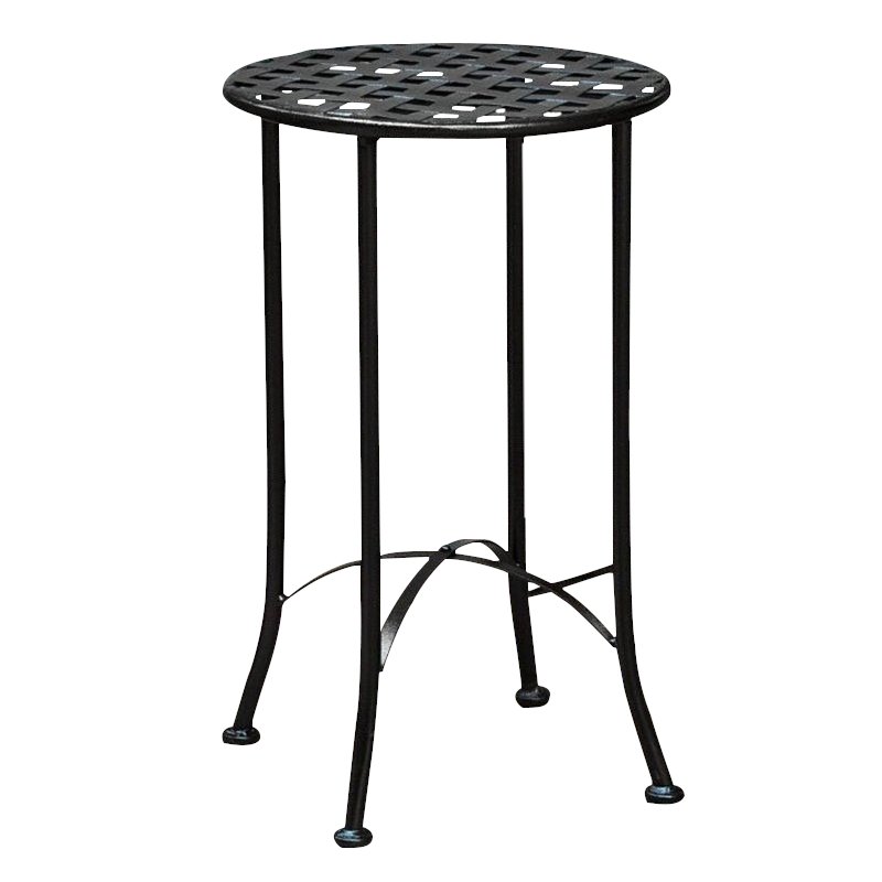 International Caravan Mandalay Iron Patio Side Table in Antique Black