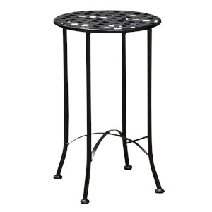International Caravan Mandalay Iron Patio Side Table in Antique Black