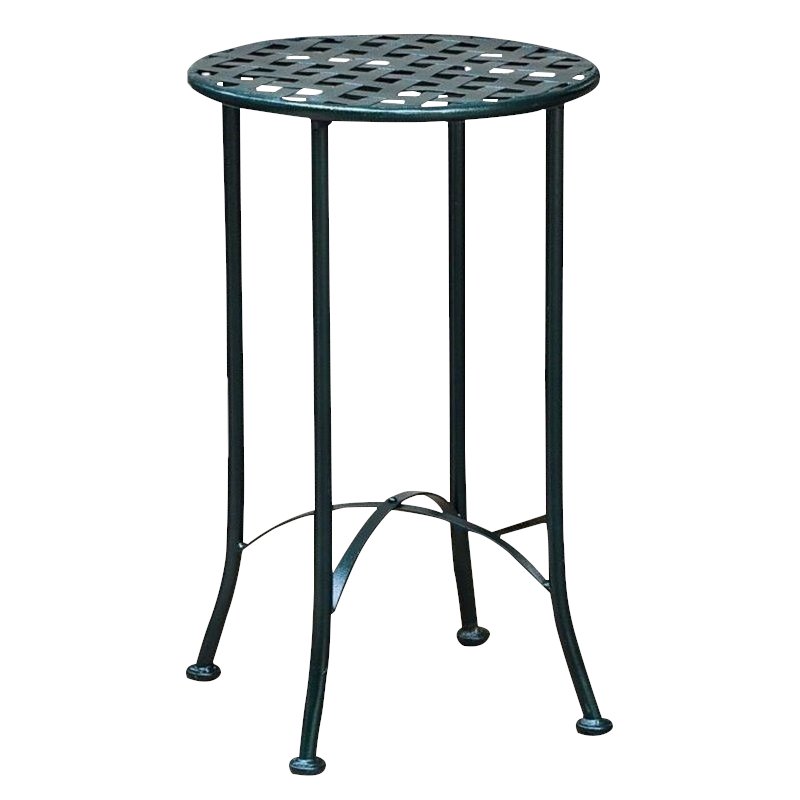 International Caravan Mandalay Iron Patio Side Table in Verdi Gris