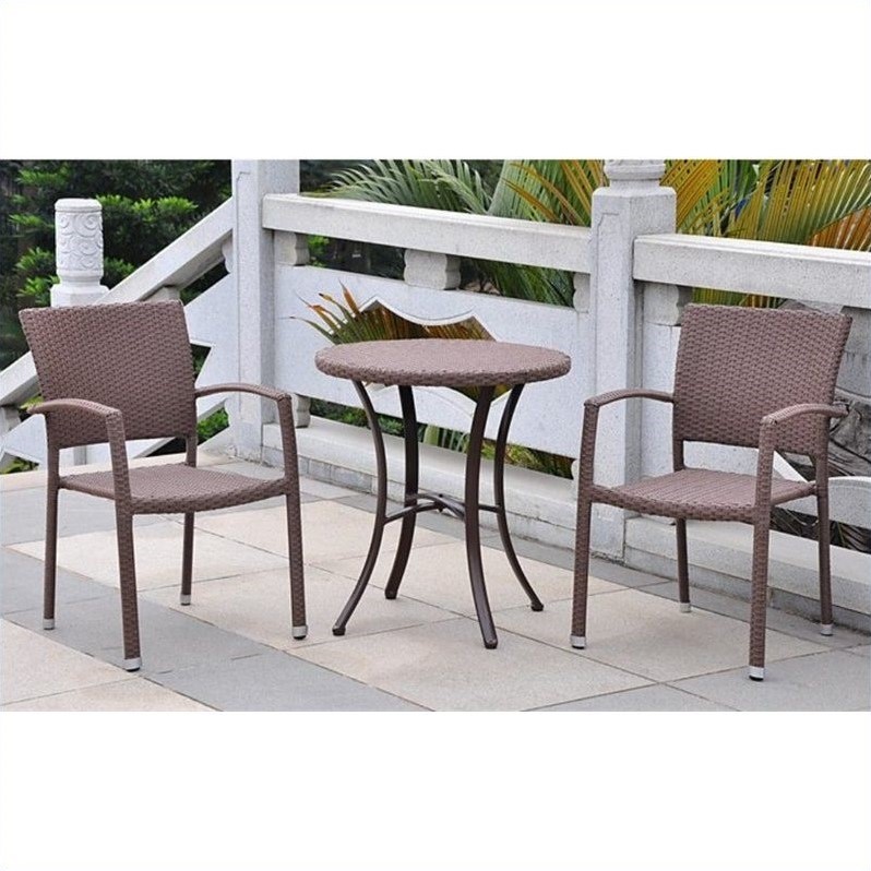 International Caravan Barcelona 3 Piece Patio Bistro Set in Brown