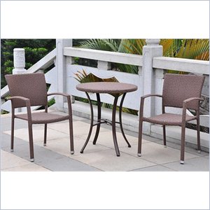 International Caravan Barcelona 3 Piece Patio Bistro Set in Brown