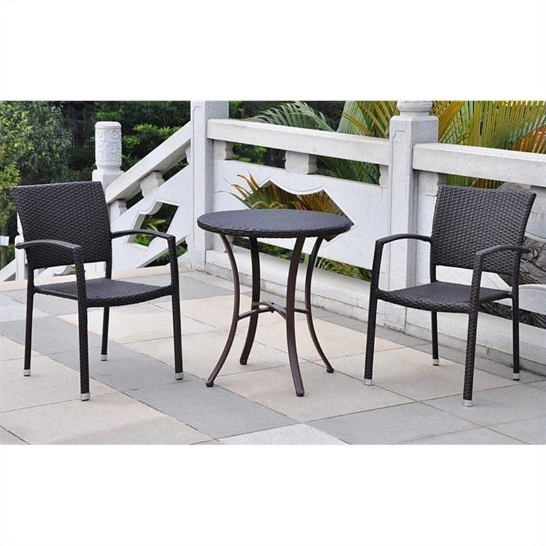 International Caravan Barcelona 3 Piece Patio Bistro Set in Black