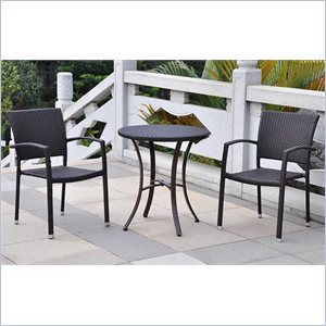 International Caravan Barcelona 3 Piece Patio Bistro Set in Black