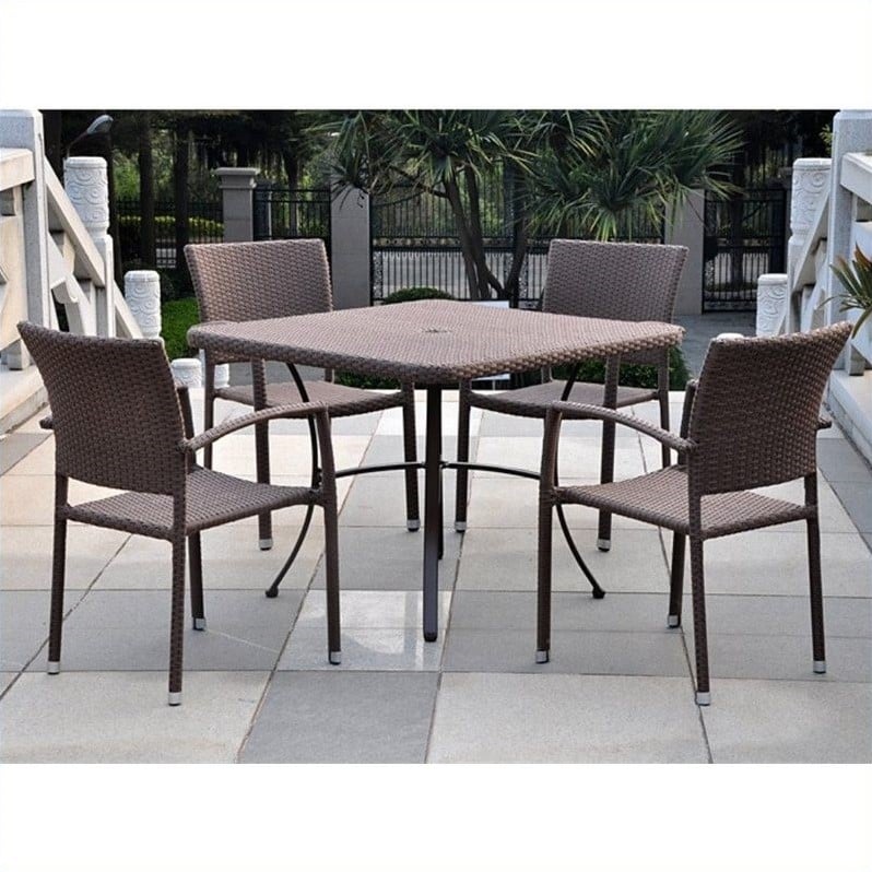 International Caravan Barcelona 5 Piece Patio Dining Set in Brown
