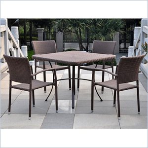 International Caravan Barcelona 5 Piece Patio Dining Set in Brown