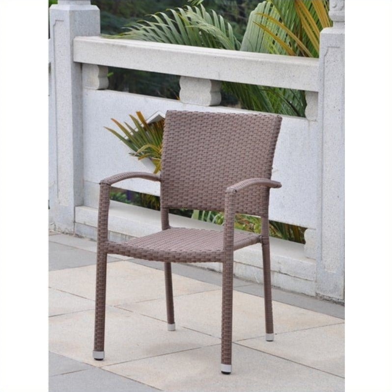 International Caravan Patio Dining Chair In Brown (Set of 4)
