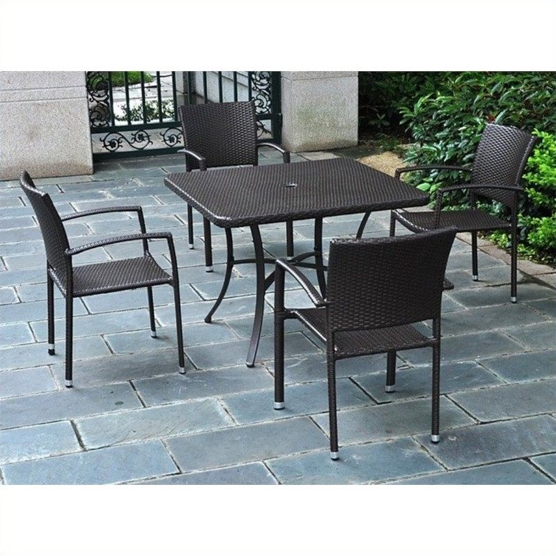 International Caravan Patio Dining Chair In Black (Set of 4)