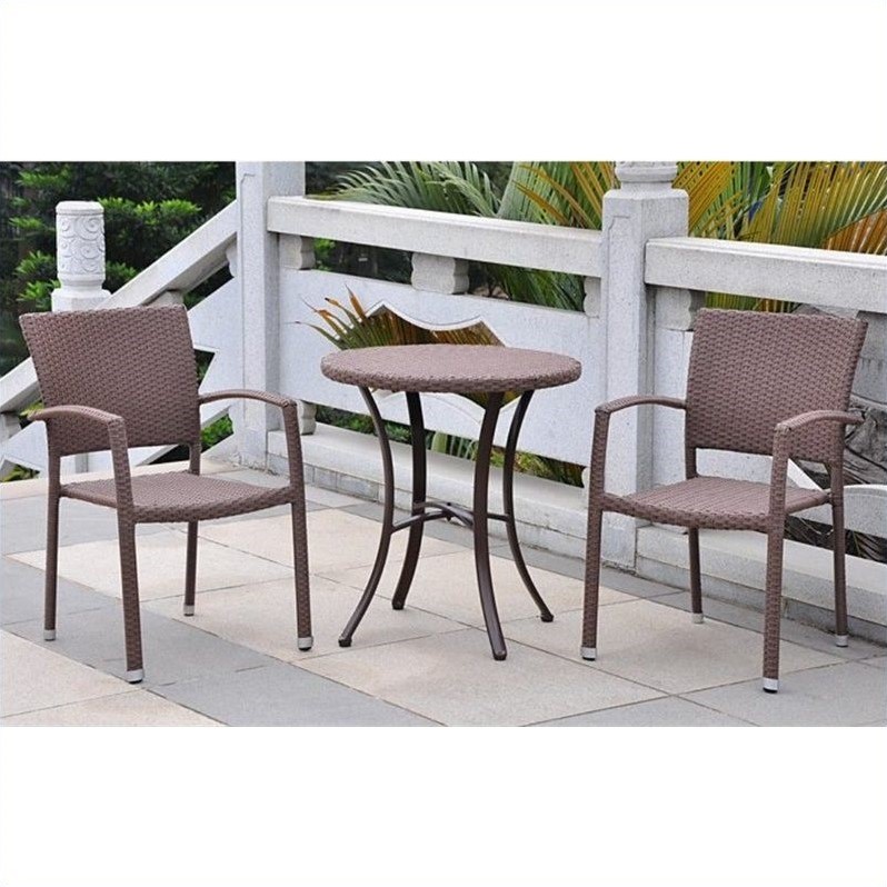 International Caravan Barcelona 3 Piece Patio Bistro Set in Brown