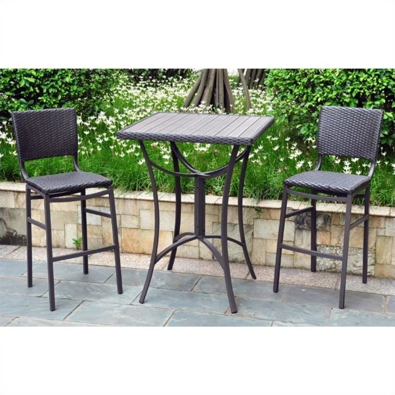 International Caravan Barcelona 3 Piece Patio Pub Set in Antique Black