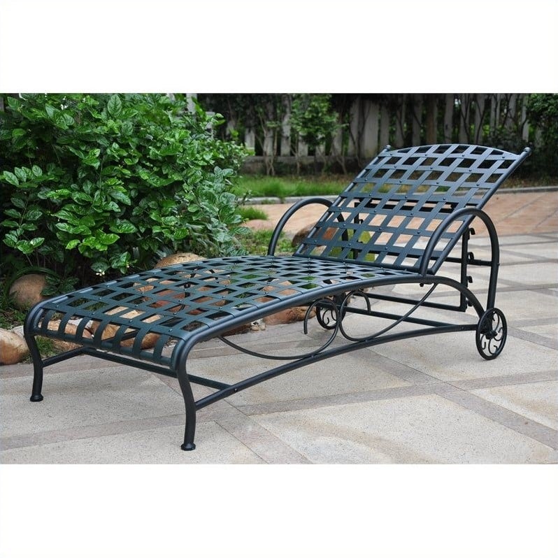 International Caravan Santa Fe Iron Patio Chaise Lounge in Verdi Gris
