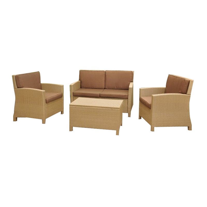 International Caravan Barcelona 4 Piece Patio Sofa Set in Honey