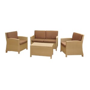 International Caravan Barcelona 4 Piece Patio Sofa Set in Honey