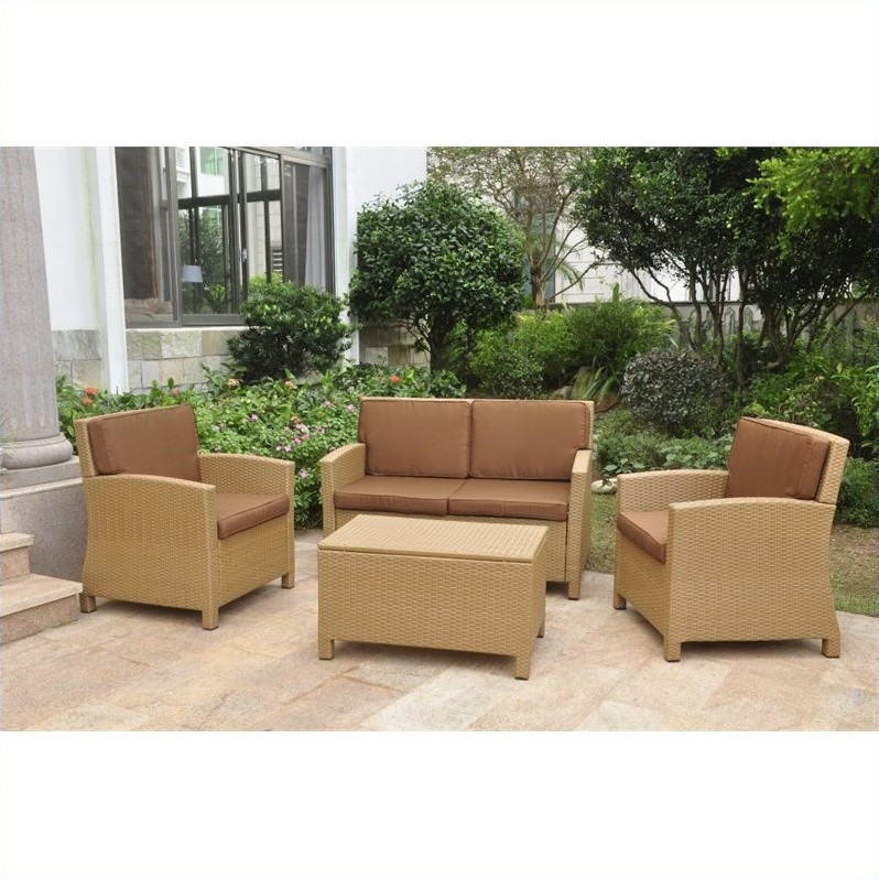 International Caravan Barcelona 4 Piece Patio Sofa Set in Honey