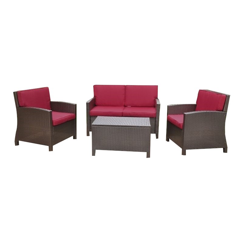 International Caravan Barcelona 4 Piece Patio Sofa Set in Chocolate
