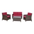 International Caravan Barcelona 4 Piece Patio Sofa Set in Chocolate