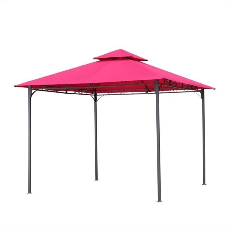 International Caravan Hamilton Outdoor Canopy Gazebo in Cranberry
