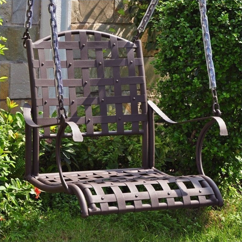 International Caravan Santa Fe Iron Patio Swing in Matte Brown