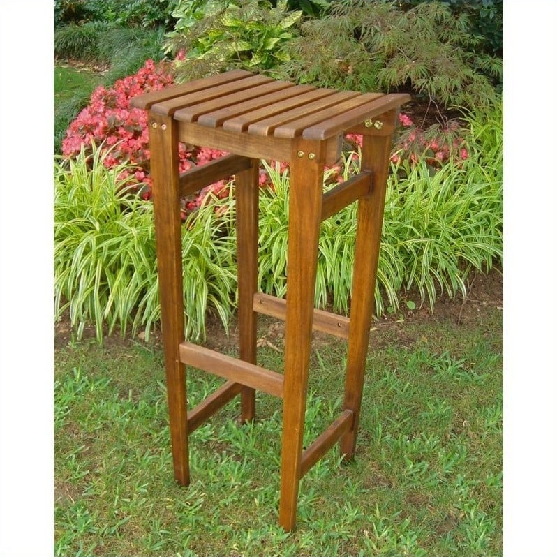 International Caravan Highland Acacia Backless Patio Bar Stool (Set of 2)