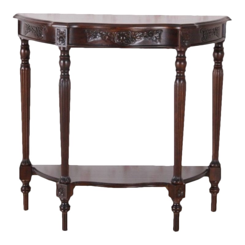International Caravan Windsor Mozie Half Moon Console Table in Walnut