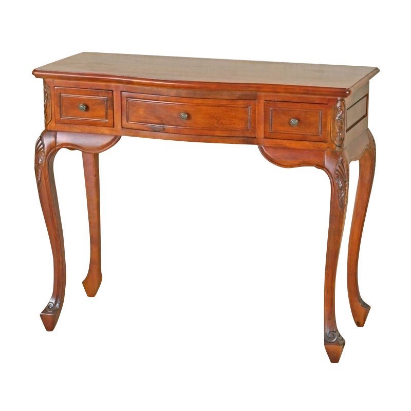 International Caravan Windsor 3 Drawer Vanity Desk in Walnut Stain
