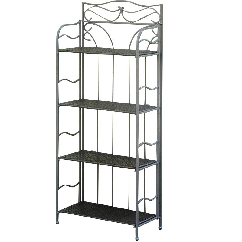 Valencia 4-Tier Resin Wicker Folding Bakers Rack