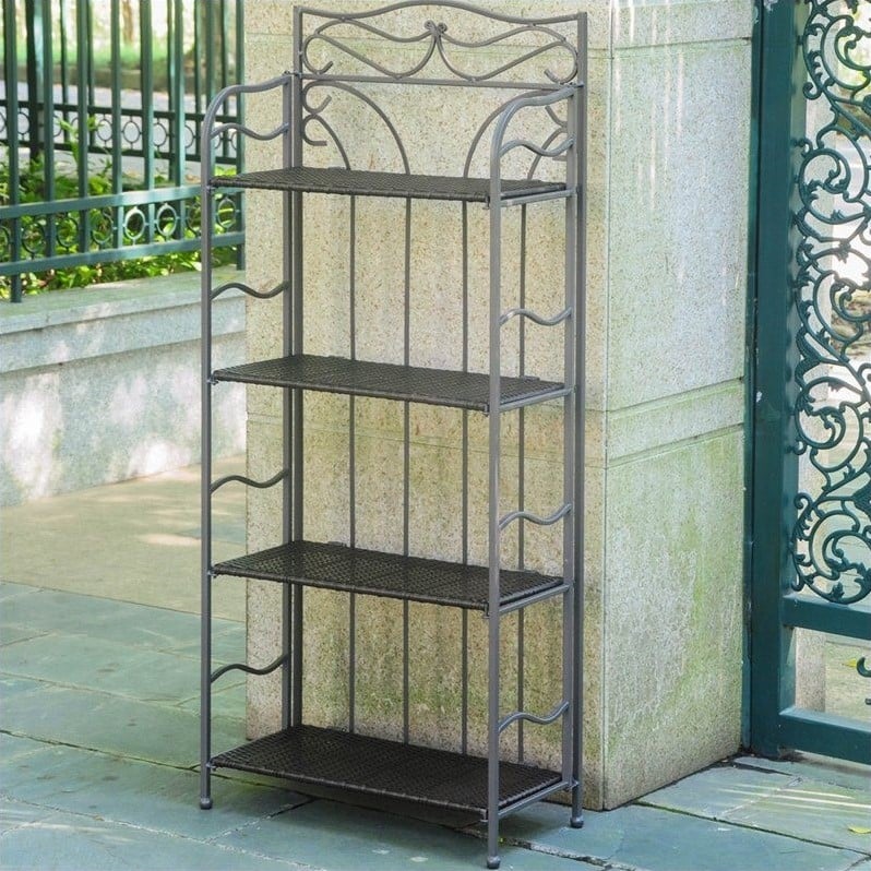 Valencia 4-Tier Resin Wicker Folding Bakers Rack
