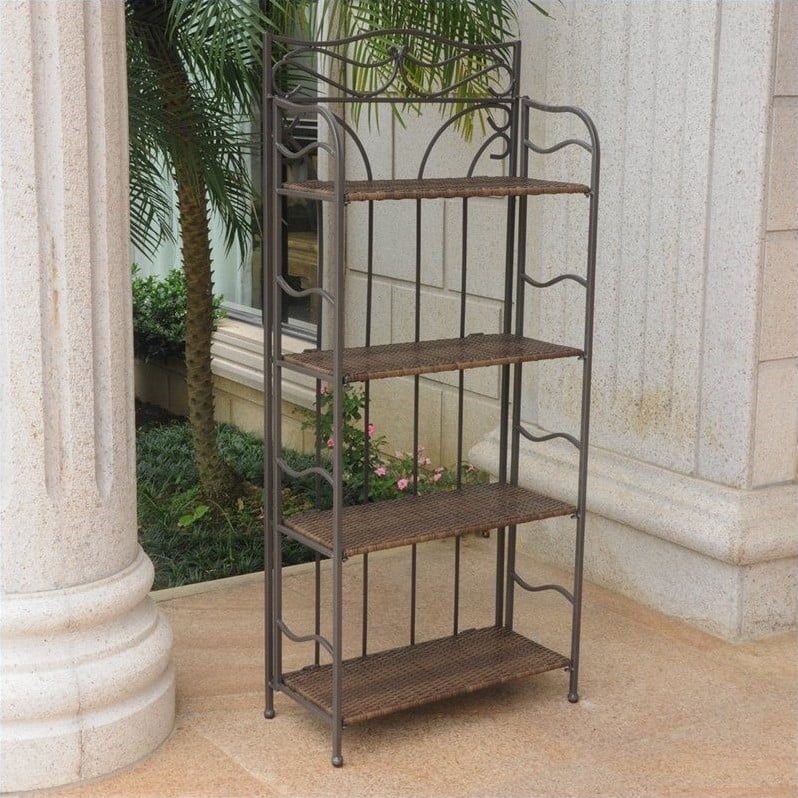 Valencia 4-Tier Resin Wicker Folding Bakers Rack