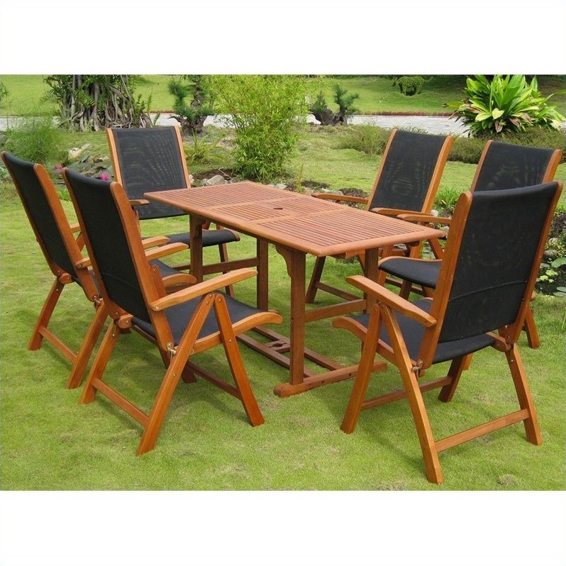 International Caravan Berga 7 Piece Wood Patio Dining Set in Natural