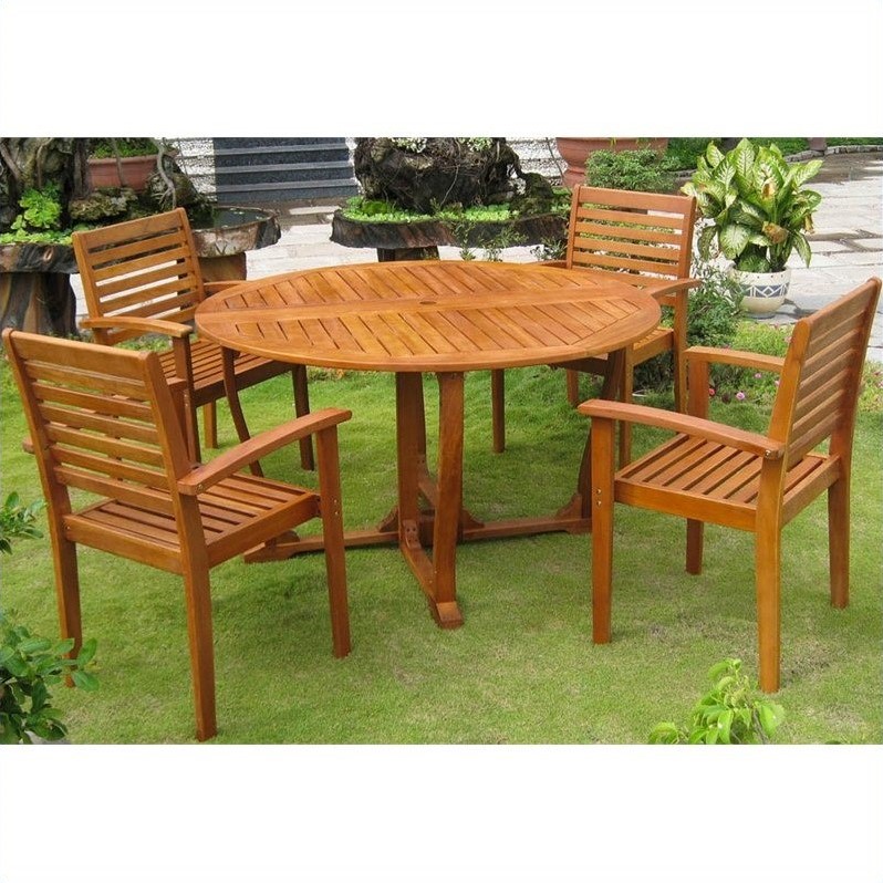 International Caravan Santiago 5 Piece Wood Patio Dining Set