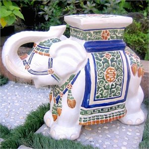 International Caravan Bombay Large Stool in White