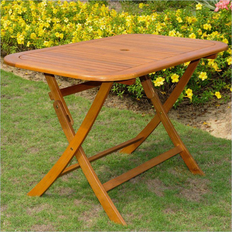 International Caravan Rectangular Folding Table in Natural Stain