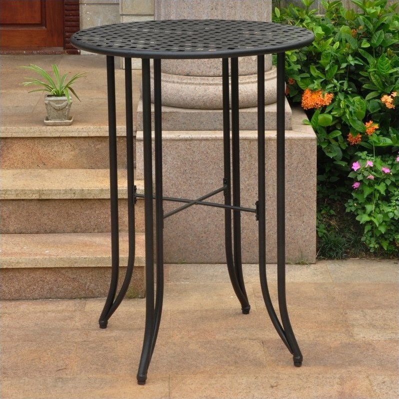International Caravan Mandalay Iron Patio Pub Table in Antique Black