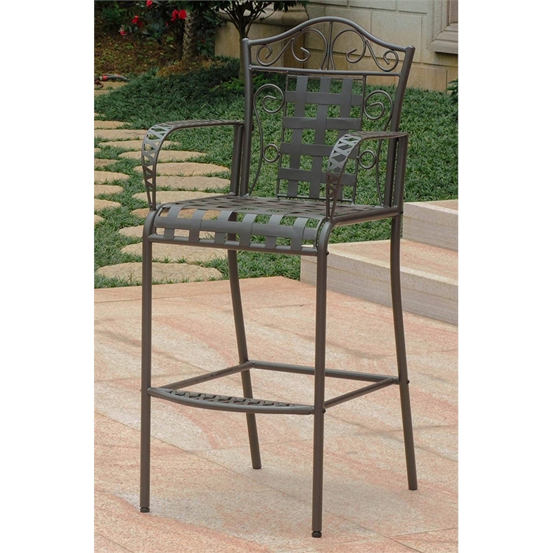 International Caravan Mandalay 3 Piece Iron Patio Pub Set in Brown