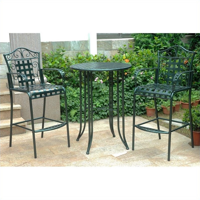 International Caravan Mandalay 3 Piece Patio Pub Set in Verdi Gris