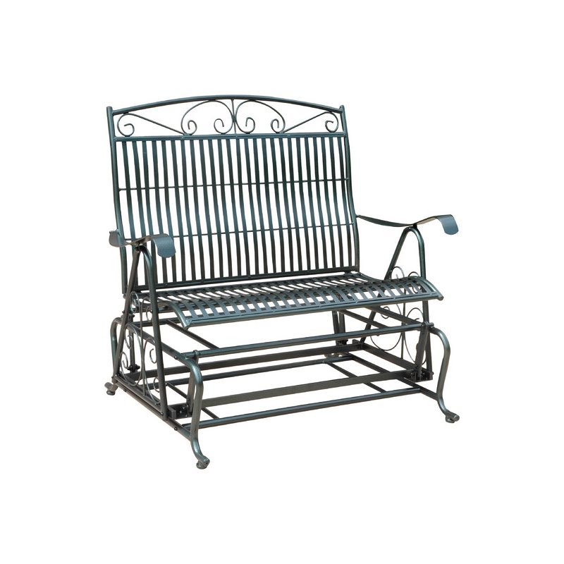 International Caravan Mandalay Patio Glider Loveseat in Verdi Gris