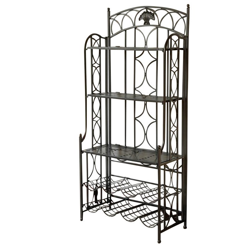 International Caravan Mandalay Iron Bakers Wine Rack in Antique Black