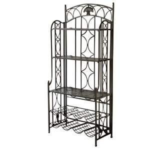 International Caravan Mandalay Iron Bakers Wine Rack in Antique Black