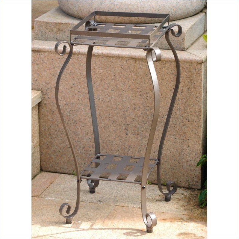 International Caravan Mandalay Iron Plant Stand in Matte Brown