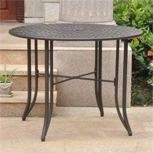 International Caravan Mandalay Iron Patio Dining Table in Black