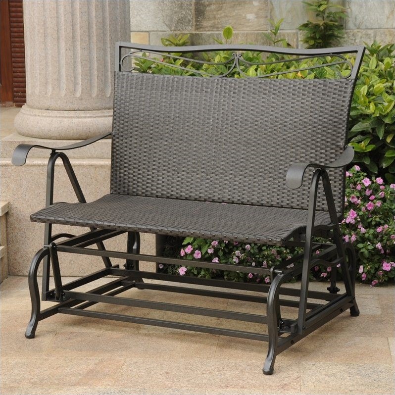 International Caravan Valencia Patio Glider Loveseat in Antique Black
