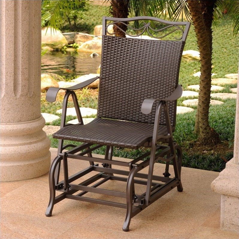 International Caravan Valencia Resin Wicker Patio Glider in Chocolate