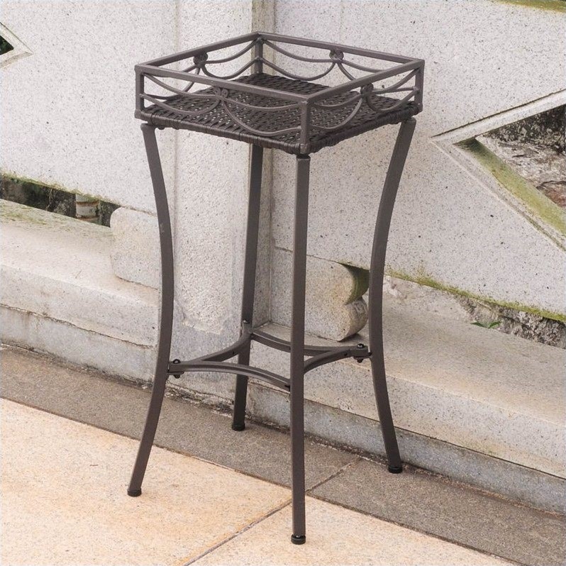 International Caravan Valencia Resin Wicker Plant Stand in Chocolate