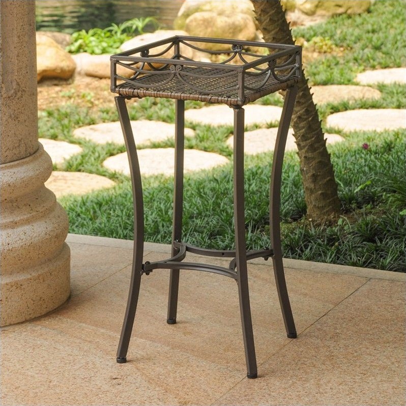 International Caravan Valencia Resin Wicker Plant Stand in Antique Brown