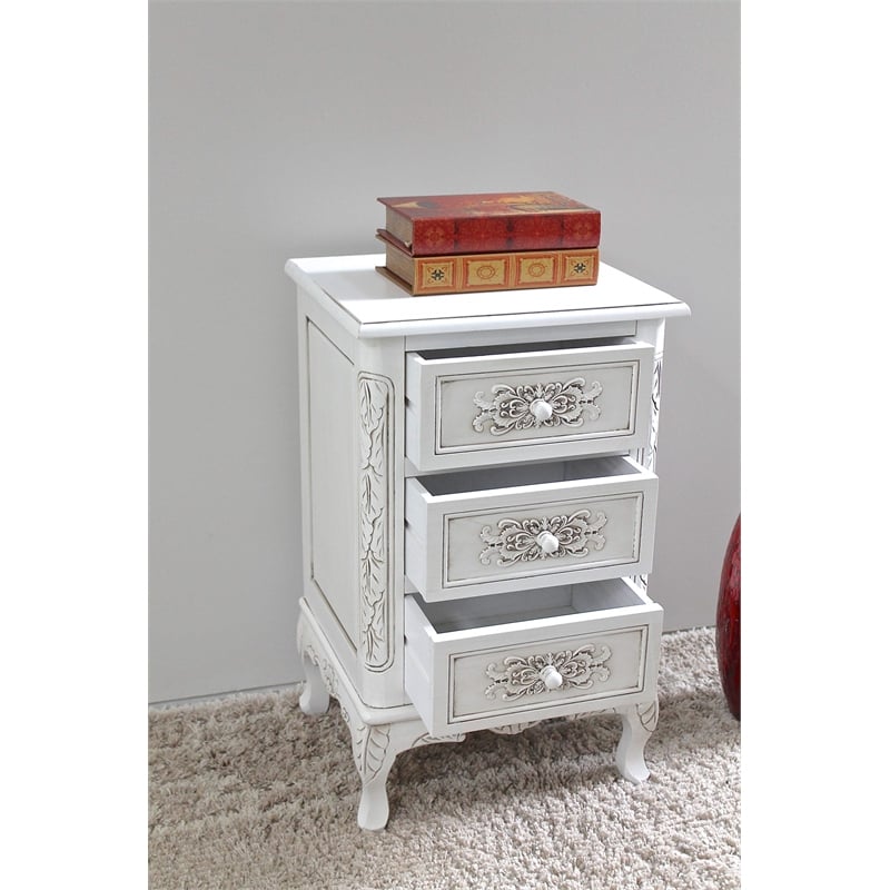 International Caravan Windsor 3 Drawer End Table in Antique White