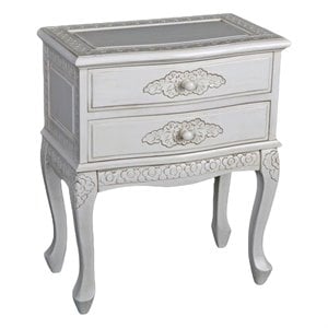 International Caravan Windsor 2 Drawer End Table in Antique White
