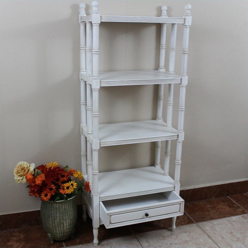 International Caravan Windsor 4 Tier Bookshelf in Antique White