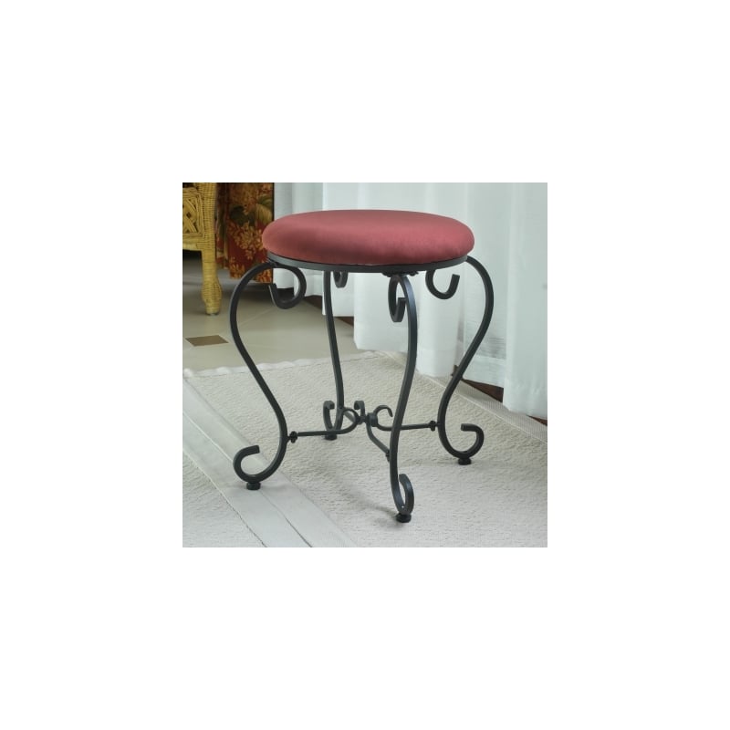 International Caravan Cambridge Round Vanity Stool in Red Wine
