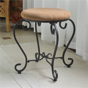 International Caravan Cambridge Round Vanity Stool in Saddle Brown
